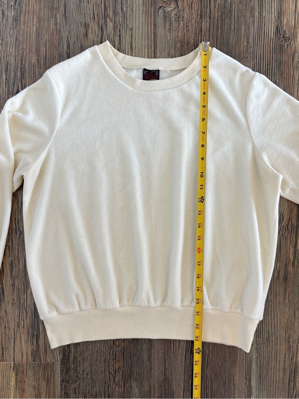 Vtg Allura L/S Crewneck Velour Shirt Womens XL Butter Yellow Made In USA Retro - Picture 6 of 8